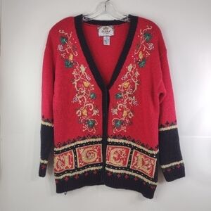 TIARA petite women  Christmas Granny sweater size (M) vintage